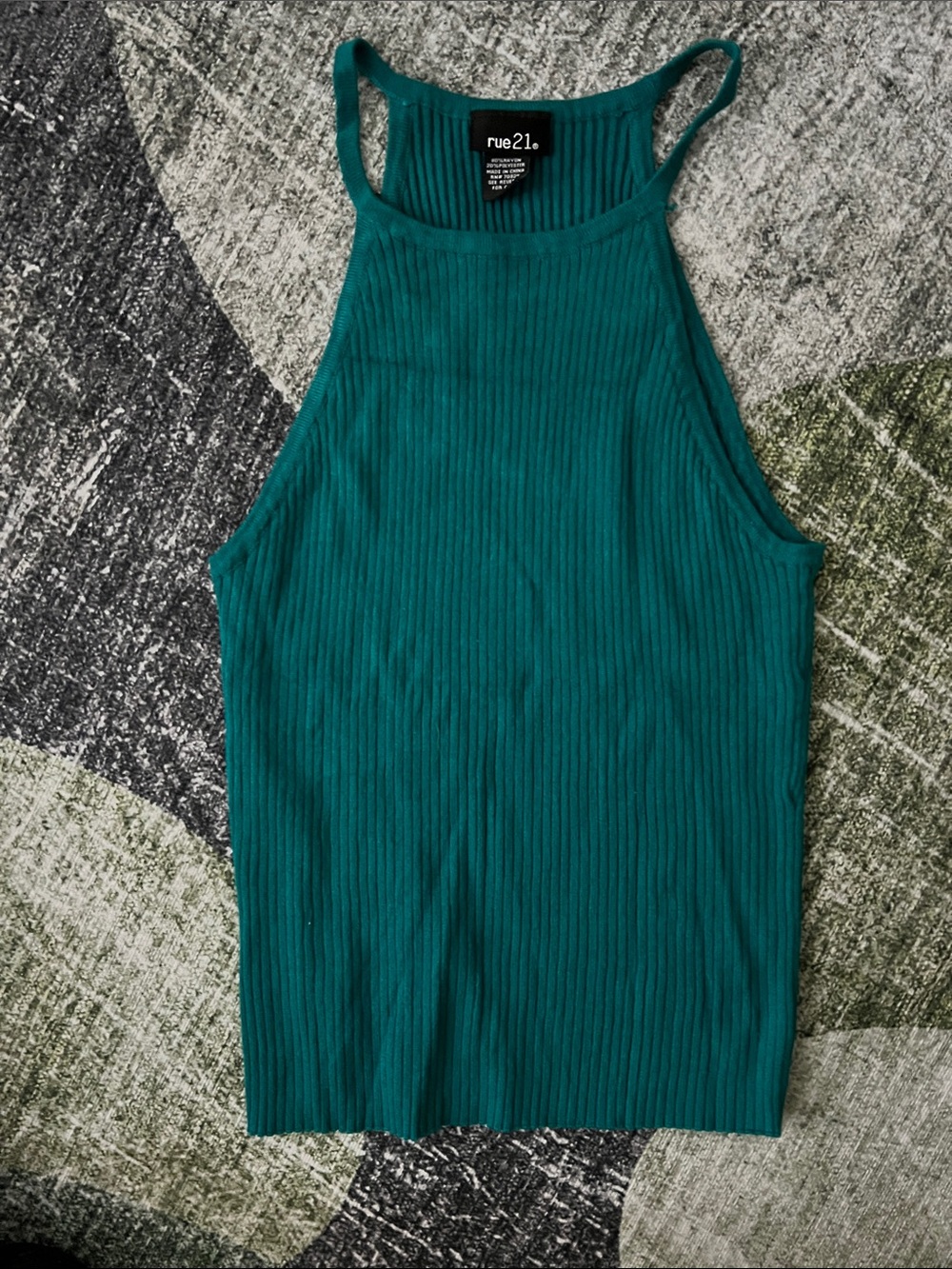 Rue21 Teal Ribbed High-Neck Tank